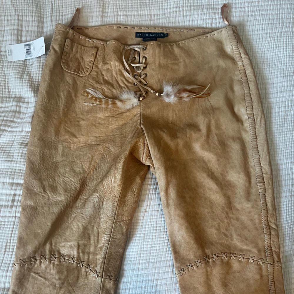 Ralph Lauren Blue Label BNWT tan 100% leather western pants